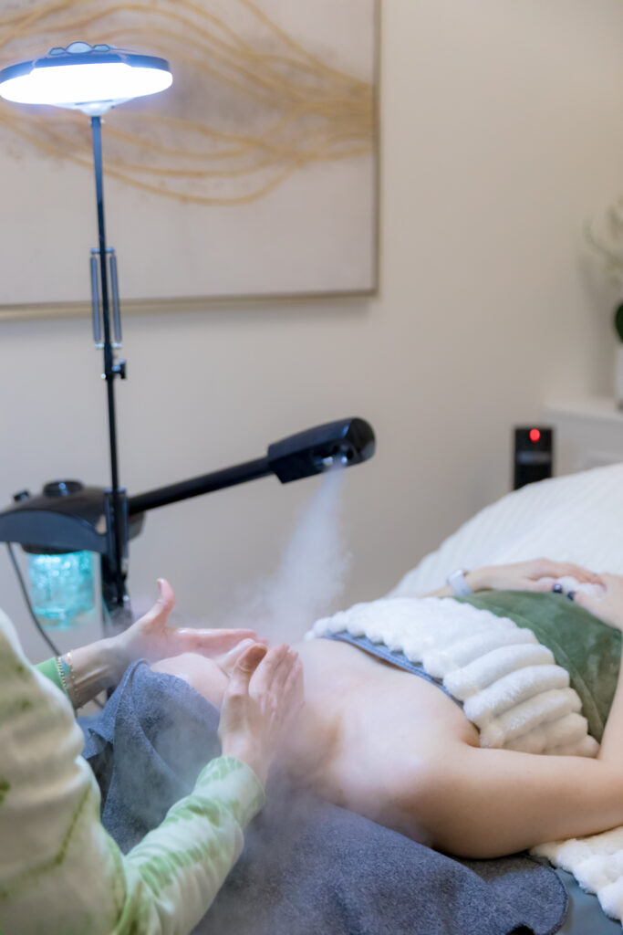 woman receiving skin care